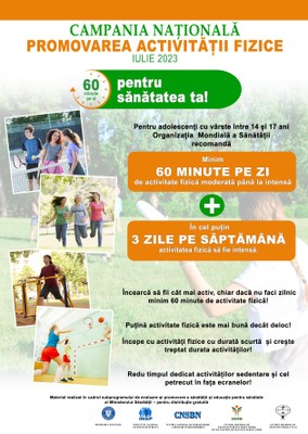 Campania națională „Promovarea activității fizice”, iulie 2023 - poster copii și adolescenți