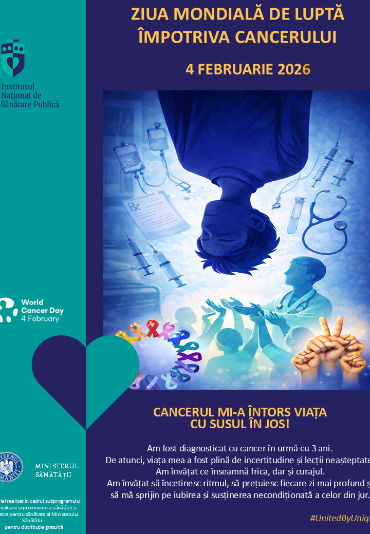 Ziua Mondială de Luptă împotriva Cancerului, 4 februarie 2026 - poster Cancerul mi-a întors viața cu susul în jos!