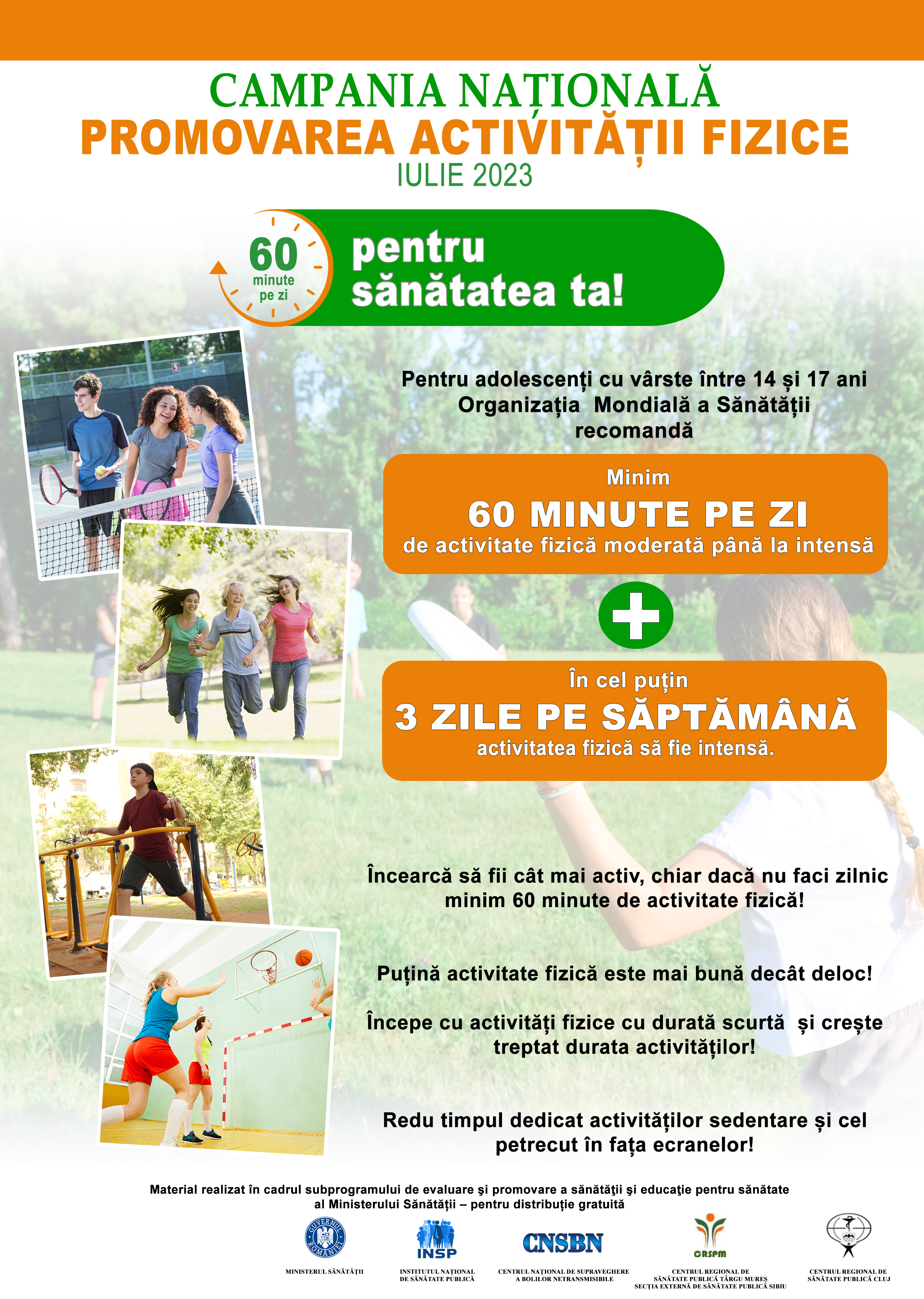 COMUNICAT DE PRESĂ - Campania națională „Promovarea activității fizice”, iulie 2023