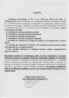 ANUNȚ IMPORTANT privind autorizaţiile sanitare de funcţionare emise pe baza declaraţiei pe propria răspundere înainte de apariţia ordinului ministrului sănătăţii nr. 251/2012 pentru modificarea şi completarea ordinului ministrului sănătăţii nr. 1.030/2009
