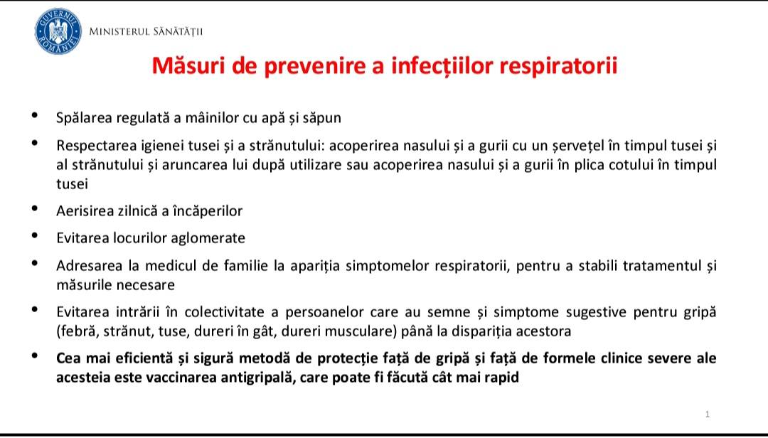 Instituire stare de alertă epidemiologică determinată de gripă